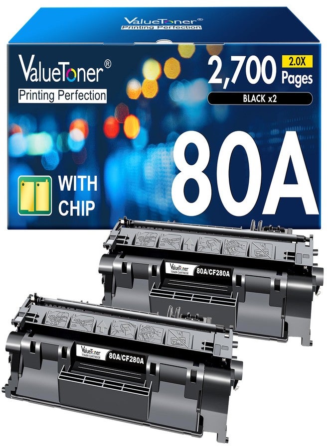 Valuetoner خرطوشة حبر بديلة متوافقة من Valuetoner 80A لخرطوشة حبر HP 80A السوداء CF280A 80X CF280X لطابعات HP LaserJet Pro M400 401a 401d 401n 401dn M401dw 425dn 425dw (عبوة من قطعتين) - Image 1